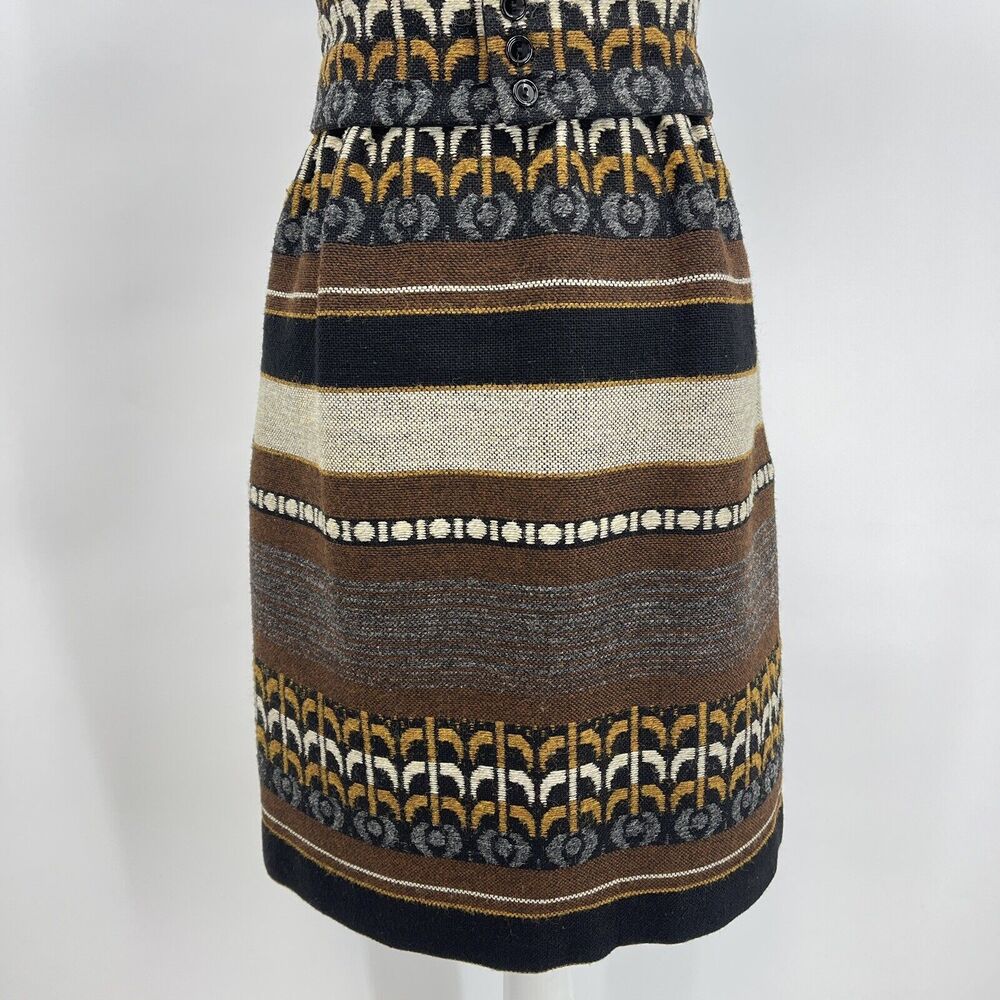 Vintage S Howard Hirsh California Woven Wool Tapestry Dress Leather Belt Sm Med - Picture 7 of 12